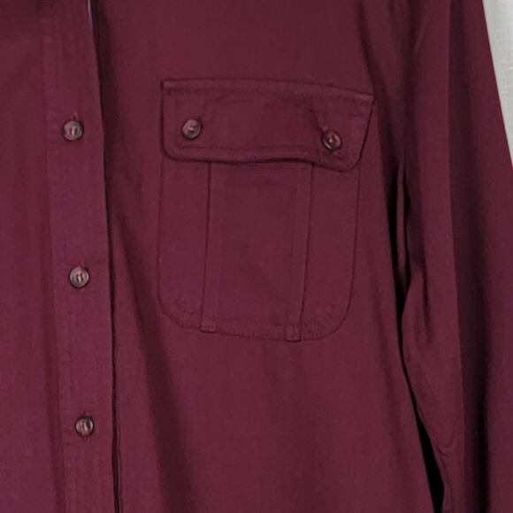 ETHEREAL by PAPER CRANE Anthropologie Wine Red Rayon Button Up Shirt - S - Picture 6 of 8
